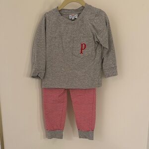 Children's Gray and Red Striped Set